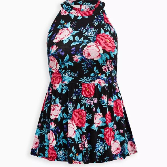 NWT Torrid Babydoll Halter Neck Floral Tank Top Size 1 - Picture 3 of 16